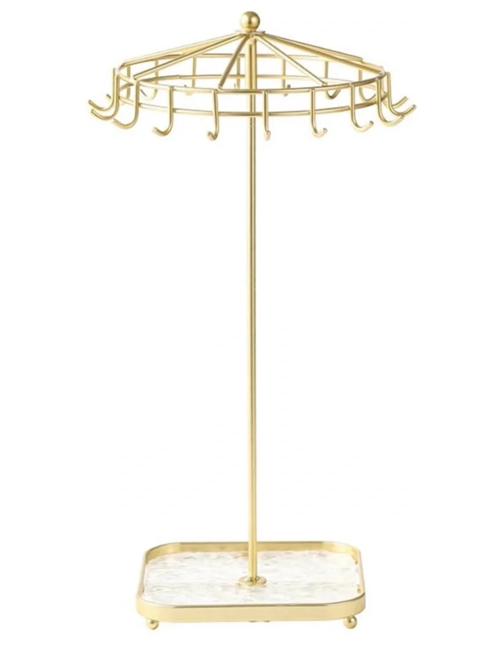 Gold Jewelry Stand with Marble Base - Elegant Jewelry Organizer